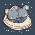 Cozy Mouse Naptime Under Starry Blanket.