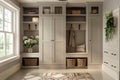 A cozy mudroom with storage.