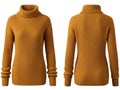 A cozy mustard yellow turtleneck sweater with ribbed cuffs and neckline Royalty Free Stock Photo
