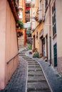 Cozy narrow street in the Nemi city in Italy