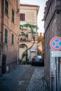 Cozy narrow street in the Nemi city in Italy