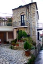 Cozy narrow street in Pano Lefkara village. Limassol District, Cyprus.