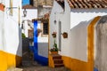 Cozy narrow streets of old town Obidos, Portugal Royalty Free Stock Photo