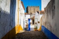 Cozy narrow streets of old town Obidos, Portugal Royalty Free Stock Photo