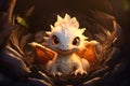 Baby dragons in the nest,Super cute monster,Fantasy,3d illustration.GenerativeAI.