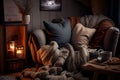 cozy nook with plush pillows and throw blankets, perfect for binge-watching your favorite show