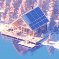 Cozy Off-Grid Cabin in Winter Wonderland Royalty Free Stock Photo