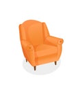 Cozy orange armchair on an isolated white background. Vector illustration of a home chair for the interior. Modern Royalty Free Stock Photo