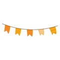 Cozy orange garland flag isolated on white background for birthday