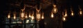 Cozy orange tungsten light bulbs with vintage design. Generative AI