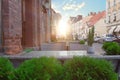 Cozy outdoor cafe in Latvia. Street view, outdoor summer restaurant Royalty Free Stock Photo