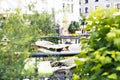 Cozy outdoor cafe. Tables and chairs at restaurant terrace Royalty Free Stock Photo