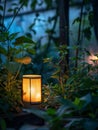 Cozy Outdoor Lighting in Lush Garden Royalty Free Stock Photo