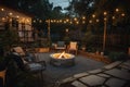 cozy outdoor patio with firepit, for warm and toasty nights