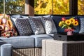 Cozy Patio Corner in Screened Porch with Flower Pot