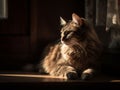 Feline Reverie: Cat Basking in the Warmth of Sunlight