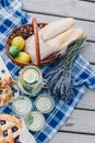 Cozy picnic near lake