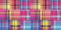 Cozy plaid patterns seamless border background in colorfull autum fall home decor. Woven patchwork style effect for Royalty Free Stock Photo