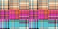 Cozy plaid patterns seamless border background in colorfull autum fall home decor. Woven patchwork style effect for Royalty Free Stock Photo