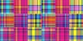Cozy plaid patterns seamless border background in colorfull autum fall home decor. Woven patchwork style effect for Royalty Free Stock Photo