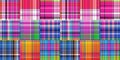 Cozy plaid patterns seamless border background in colorfull autum fall home decor. Woven patchwork style effect for Royalty Free Stock Photo