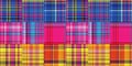 Cozy plaid patterns seamless border background in colorfull autum fall home decor. Woven patchwork style effect for Royalty Free Stock Photo