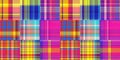 Cozy plaid patterns seamless border background in colorfull autum fall home decor. Woven patchwork style effect for Royalty Free Stock Photo