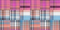 Cozy plaid patterns seamless border background in colorfull autum fall home decor. Woven patchwork style effect for Royalty Free Stock Photo