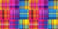 Cozy plaid patterns seamless border background in colorfull autum fall home decor. Woven patchwork style effect for Royalty Free Stock Photo