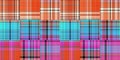 Cozy plaid patterns seamless border background in colorfull autum fall home decor. Woven patchwork style effect for Royalty Free Stock Photo