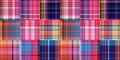 Cozy plaid patterns seamless border background in colorfull autum fall home decor. Woven patchwork style effect for Royalty Free Stock Photo