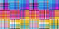 Cozy plaid patterns seamless border background in colorfull autum fall home decor. Woven patchwork style effect for Royalty Free Stock Photo