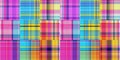 Cozy plaid patterns seamless border background in colorfull autum fall home decor. Woven patchwork style effect for Royalty Free Stock Photo