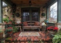 Cozy porch decorated for Christmas
