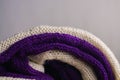 Cozy purple and white twisted knitted sweater