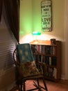 Cozy reading nook in home library