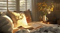 a cozy reading nook, with sunlight streaming onto highlighted quotes in a book, evoking a sense of introspection and