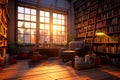 Cozy Reading Room at Sunset in industrial hale