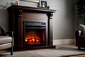 Cozy and Realistic Electric Fireplace in Captivating Photo.AI Generated