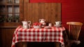 cozy red and white tablecloth Royalty Free Stock Photo