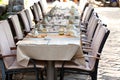 Cozy Restaurant tables ready for service Royalty Free Stock Photo