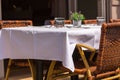 Cozy Restaurant tables ready for service Royalty Free Stock Photo