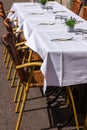 Cozy Restaurant tables ready for service Royalty Free Stock Photo