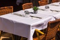 Cozy Restaurant tables ready for service Royalty Free Stock Photo