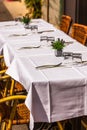 Cozy Restaurant tables ready for service Royalty Free Stock Photo