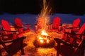 Bonfire in winter, Banff National Park, Canada