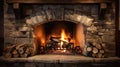 cozy rustic fireplace Royalty Free Stock Photo