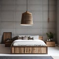 14 A cozy, Scandinavian-inspired bedroom with a mix of neutral and textured fabrics, a low wooden bed frame, and a statement pen