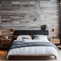 18 A cozy, Scandinavian-inspired bedroom with a mix of textured fabrics, a wooden bed frame, and a statement wall hanging1, Gene