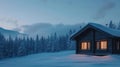 Cozy Scandinavianinspired winter cabin exterior Royalty Free Stock Photo